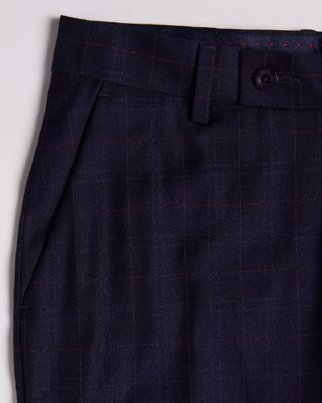 Early Bird Discount Luxor Checkered Dress Pants - Navy