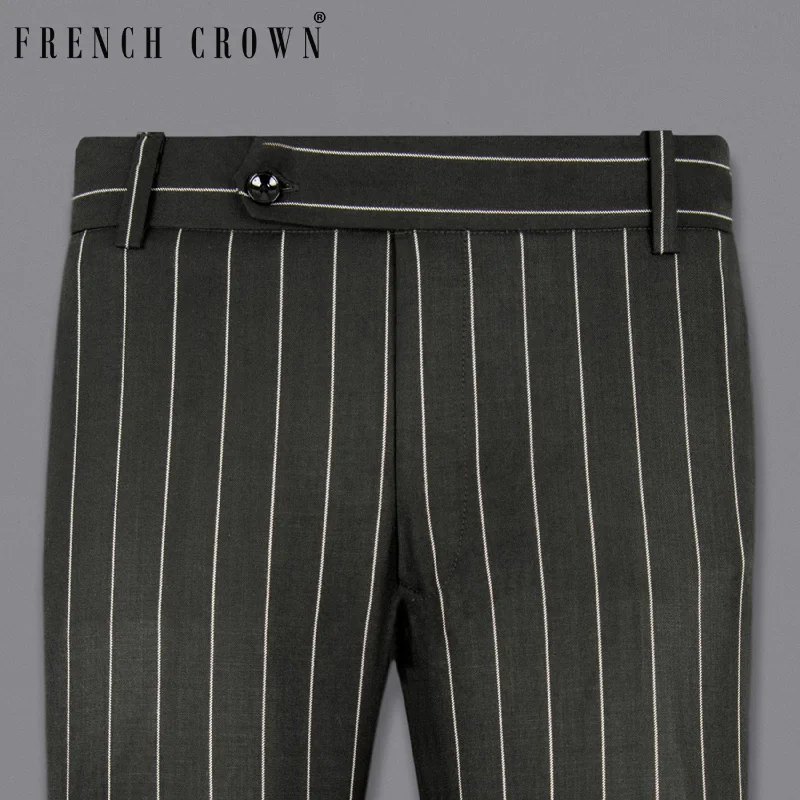 Pay Less Zeus Black with White Stripes Wool Rich Pant