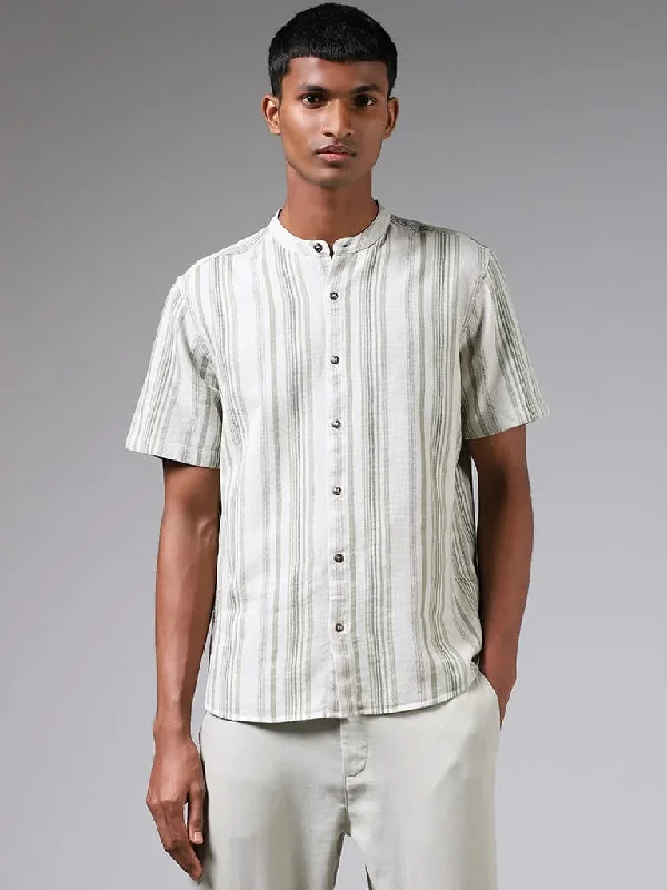 Best Deals ETA Sage Green Striped Resort-Fit Shirt