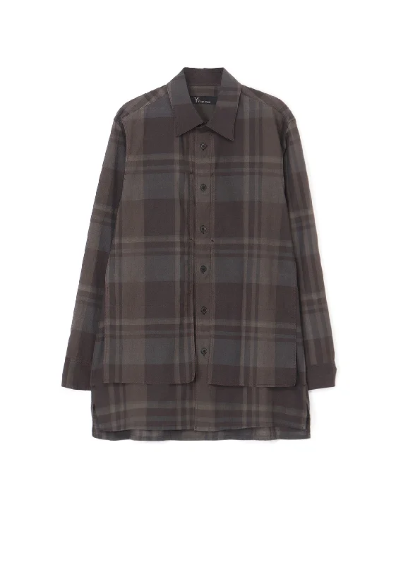 Weekend Bargains to Grab COTTON SILK SHIRT WITH PLAID POCKET