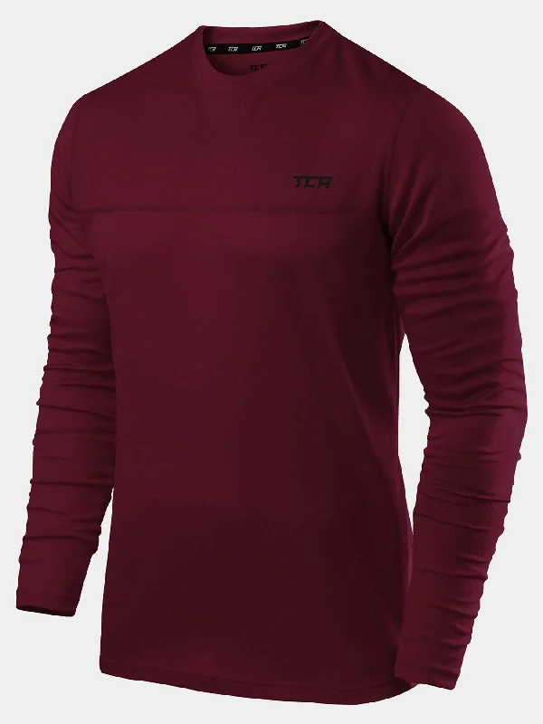 Steals and Deals Stamina Long Sleeve Crew Neck Running Top For Men With Thumbholes