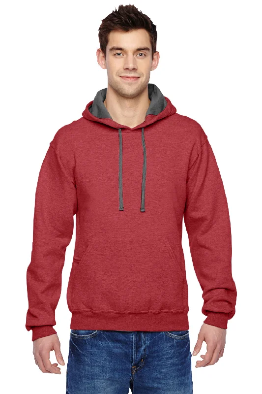 Epic Value Fruit Of The Loom Mens Softspun Hooded Sweatshirt Hoodie w/ Pouch Pocket - Heather Brick Red - Closeout Epic Value Fruit Of The Loom Mens Softspun Hooded Sweatshirt Hoodie w/ Pouch Pocket - Heather Brick Red - Closeout
