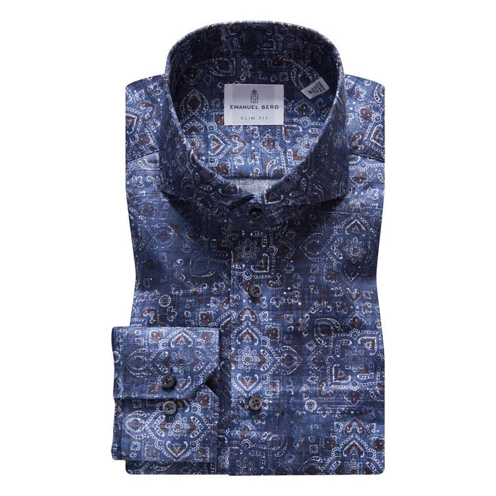 Deal Frenzy Dobby Sport Luxury Shirt SF18195 Dark Blue