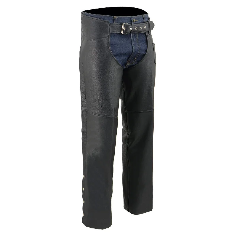 Today Only Milwaukee Leather Men's Black Premium Leather Fully Lined Motorcycle Chaps w/ Front Coin Pocket ML1115 Today Only Milwaukee Leather Men's Black Premium Leather Fully Lined Motorcycle Chaps w/ Front Coin Pocket ML1115