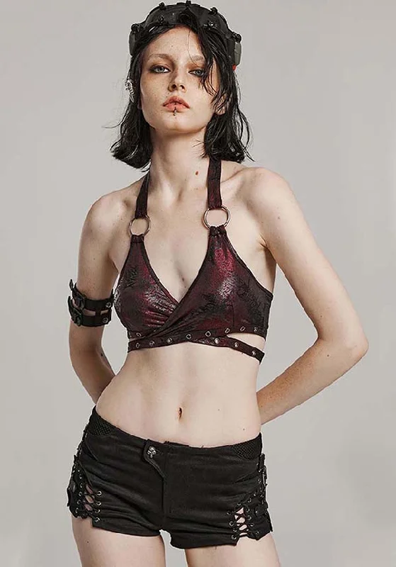 Reduced Price Minerva [Black/Red] | WRAP HALTER TOP*
