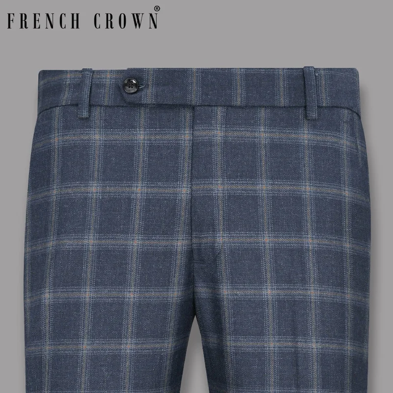 Final Offer Cloud Burst Blue with Makara Brown  Wool Rich Pant