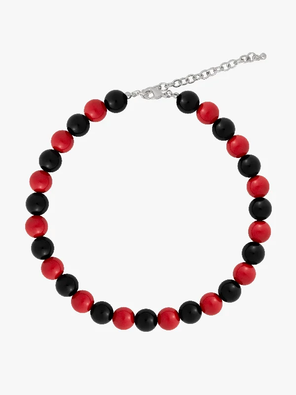 Markdown Sale Lola Beaded Necklace - Red/Black