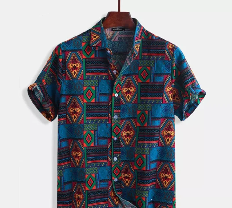 Weekend Specials to Love Beach Casual Short Sleeve printed shirt men