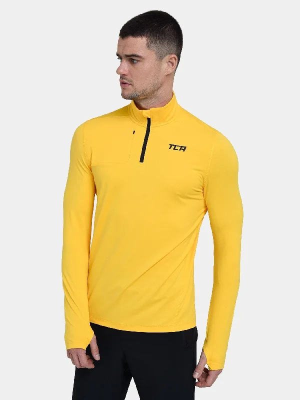 Weekend Savings Bonanza Fusion Half Zip Running Top For Men With Thumbholes & Chest Zip Pocket