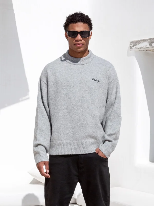 Steals and Deals Relaxed Knitted Sweater - Marl Grey