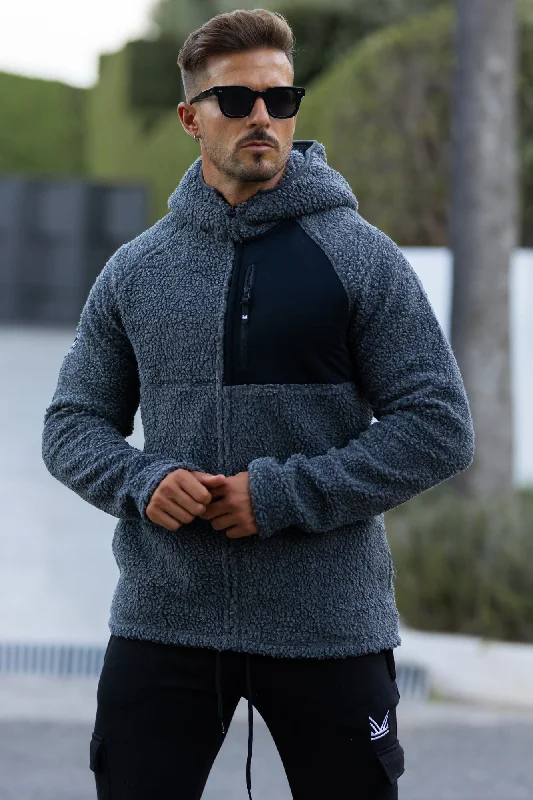 Flash Sale Calvin Sherpa Furr Hoodie - Charcoal (relax fit)
