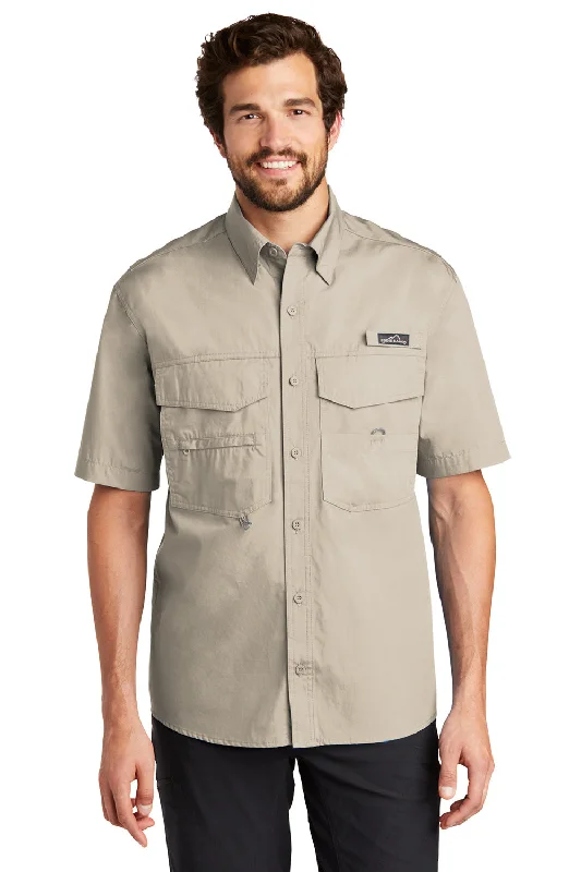 Overstock Clearance Eddie Bauer Mens Fishing Short Sleeve Button Down Shirt w/ Double Pockets - Driftwood Overstock Clearance Eddie Bauer Mens Fishing Short Sleeve Button Down Shirt w/ Double Pockets - Driftwood