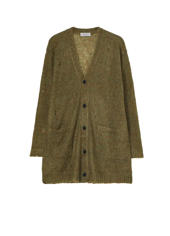 Super Bargain 7G1P PLAIN STITCH V LONG CARDIGAN