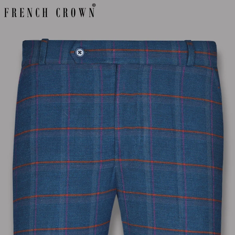 Final Markdown True Blue Windowpane Flannel Wool Blend Pant