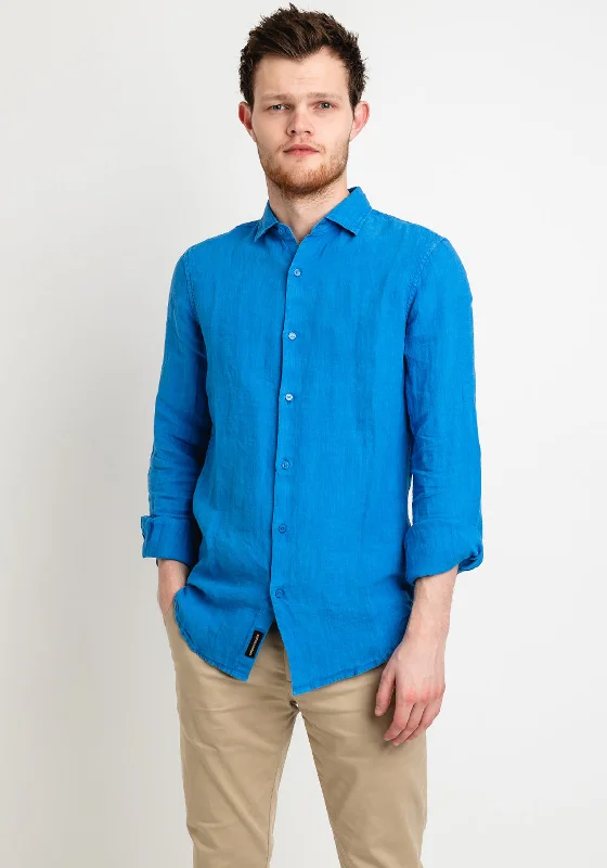 Final Sale Superdry Studios Casual Linen Shirt, New Royal
