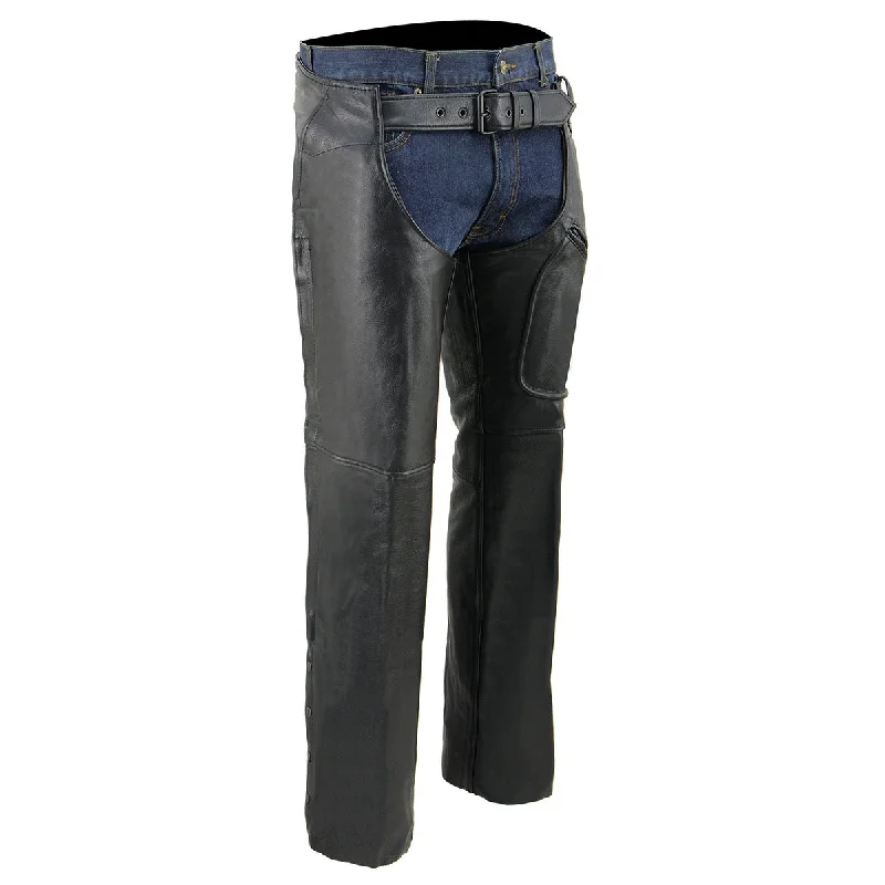 Limited Availability Milwaukee Leather Men’s Black Premium Leather Motorcycle Rider Chaps w/ Front 3-Pockets - Thigh Patch Pocket-SH1766 Limited Availability Milwaukee Leather Men’s Black Premium Leather Motorcycle Rider Chaps w/ Front 3-Pockets - Thigh Patch Pocket-SH1766