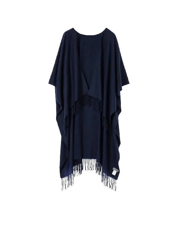 Price Cut WOOL PLAIN SHRINK U CUT PONCHO