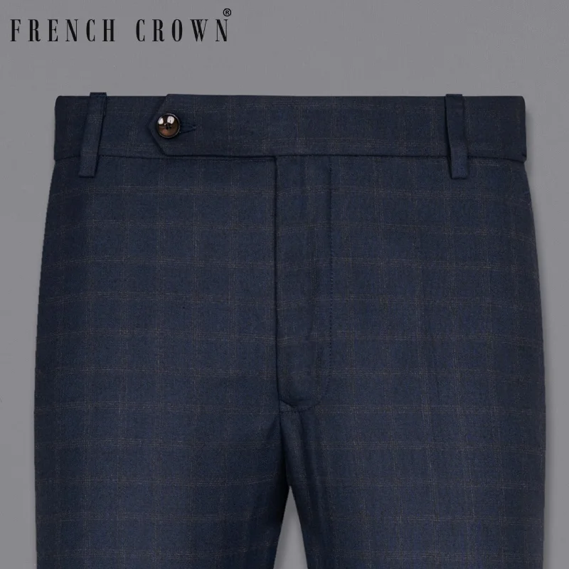 Hurry In Ebony Clay Windowpane Wool Rich Pant