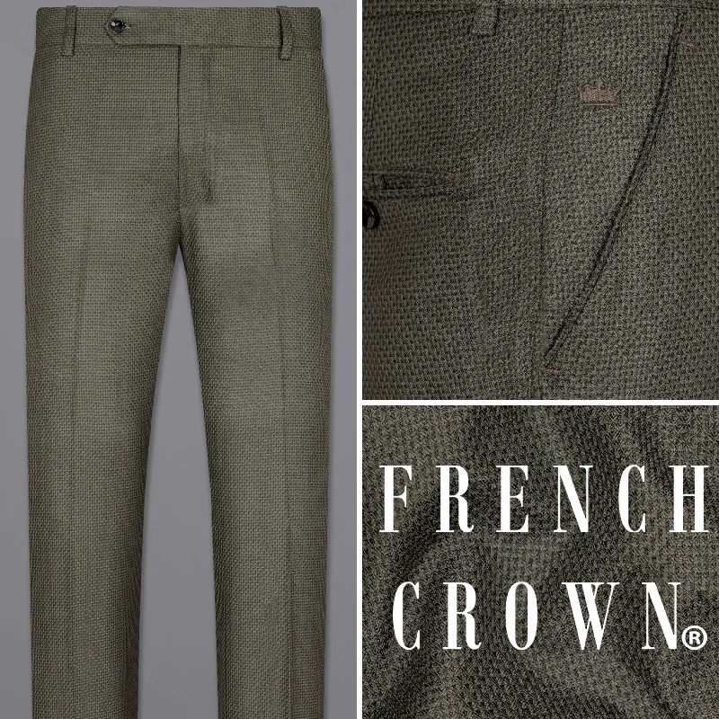 Exclusive Access Scrub Green with jade black textured Wool Rich Pant