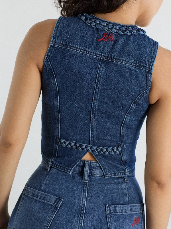 Massive Deal Isla Denim Vest - Vintage Wash