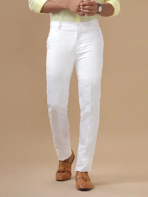 Today Only Men Linen Trim Fit  Pant White -WH01