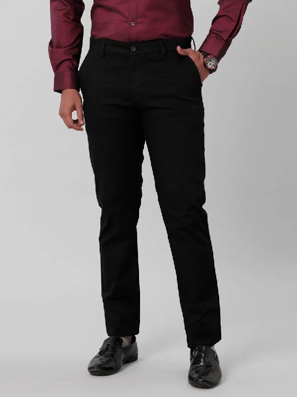 Special Promotion Men Linen Cotton Trim Fit Pant Black - LC2