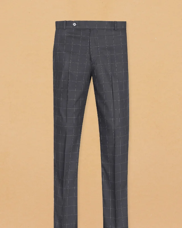 Quick Sale Pebble Grey Windowpane Wool Pant