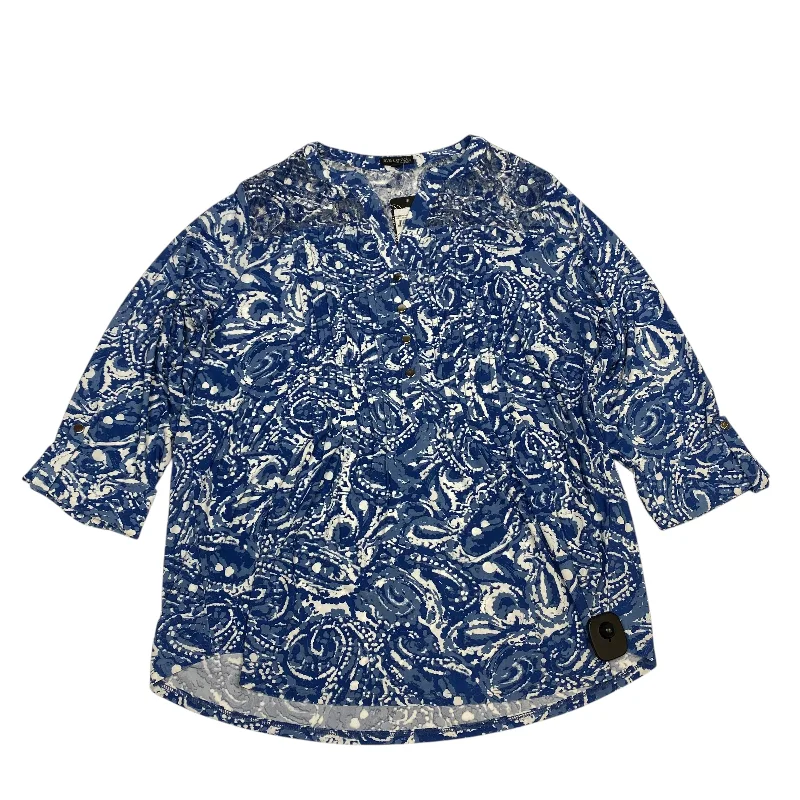Hurry In Top Long Sleeve By Ava & Grace In Blue, Size: 1x
