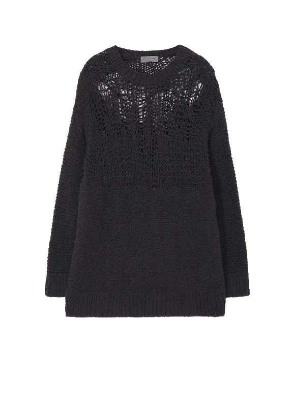 Seasonal Clearance HAND KNITTED DAMAGE PROCESSED GARTER ROUND NECK LONG SLV