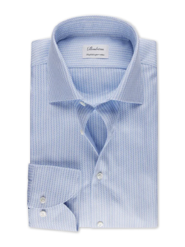 Midnight Madness Fitted Body Blue Patterned Twill Shirt 602791 8800 111