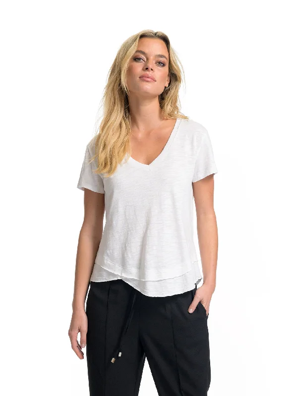 Weekend Savings Galore AVA V-NECK MOCK LAYER TEE