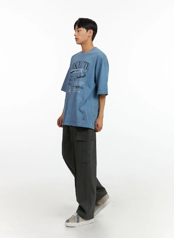 Price Slash Men's Solid Cargo Pants (Dark Gray) IU414