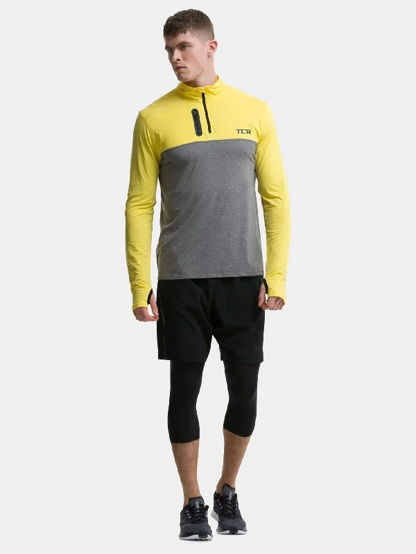 Overstock Clearance Fusion Half Zip Running Top For Men With Thumbholes & Chest Zip Pocket