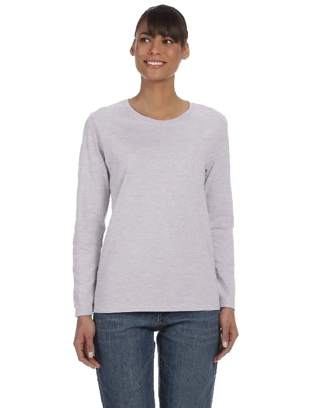 Weekend Savings Bonanza Gildan Ladies Long Sleeve 100% Cotton T-Shirt | Sport Grey