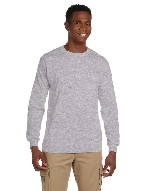 Weekend Savings Fiesta Gildan Ultra Cotton Long Sleeve Pocket T-Shirt | Sport Grey