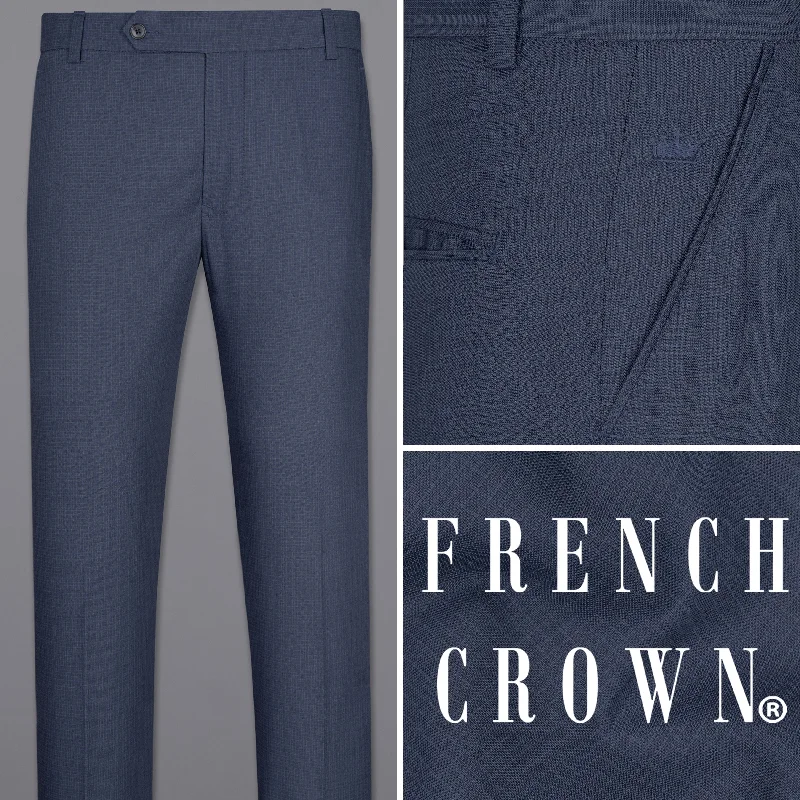Weekend Steals Await Navy micro Checkered Formal Pant