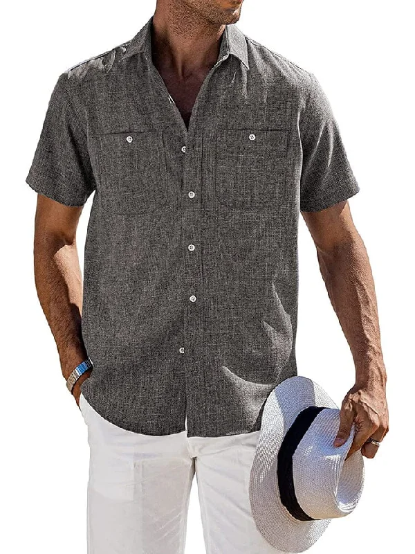 Great Deals Casual Button Down Solid Linen Shirt (US Only)