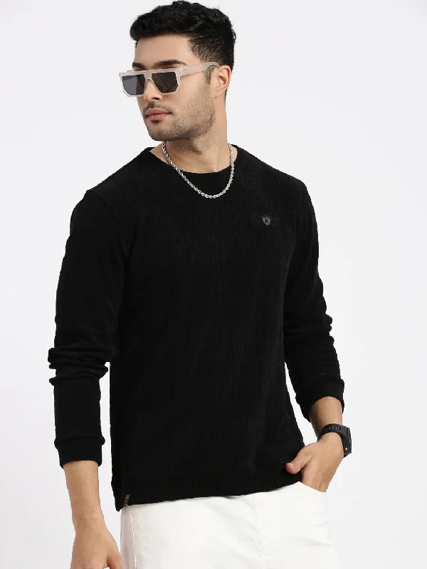 Special Discount Men Black Solid Sweatshirt