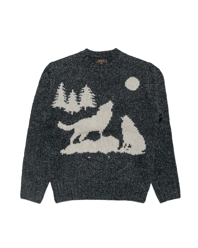 Hurry Up Beams Plus Crew Intarsia 3G Charcoal Grey
