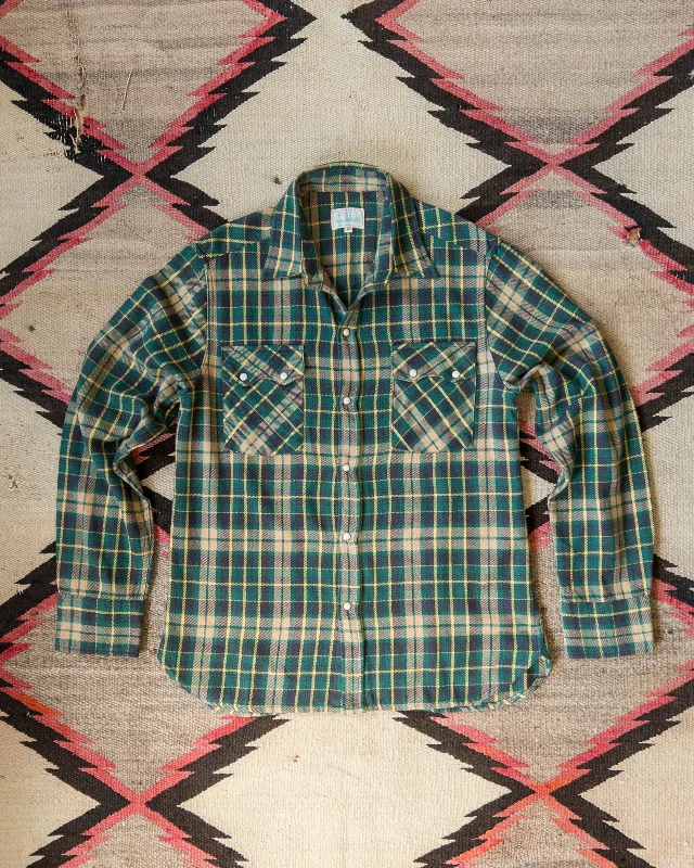 Price Drop Washed Flannel Pearlsnap Shirt - Wisconsin White Pine