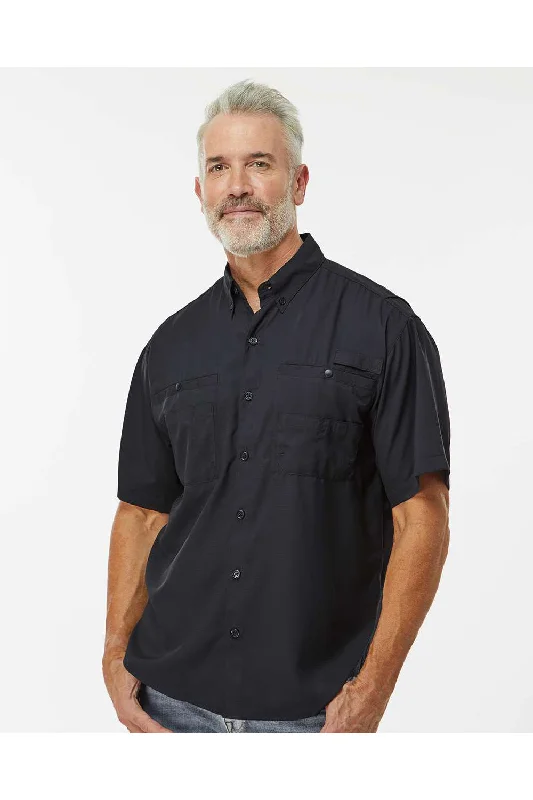 Value Pack Paragon Mens Hatteras Performance Moisture Wicking Short Sleeve Button Down Shirt w/ Double Pockets - Black Value Pack Paragon Mens Hatteras Performance Moisture Wicking Short Sleeve Button Down Shirt w/ Double Pockets - Black
