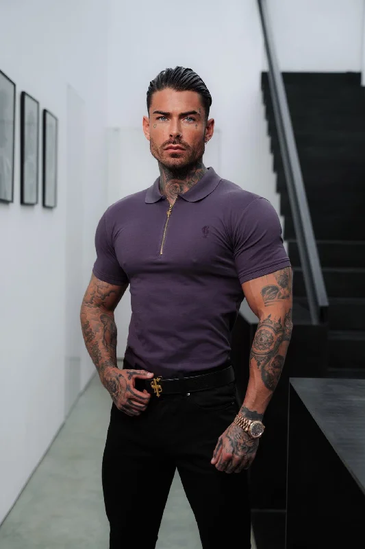 Weekend Offers That Sizzle Father Sons Classic Plum and Gold Zipped Polo Shirt - FSH855 Weekend Offers That Sizzle Father Sons Classic Plum and Gold Zipped Polo Shirt - FSH855