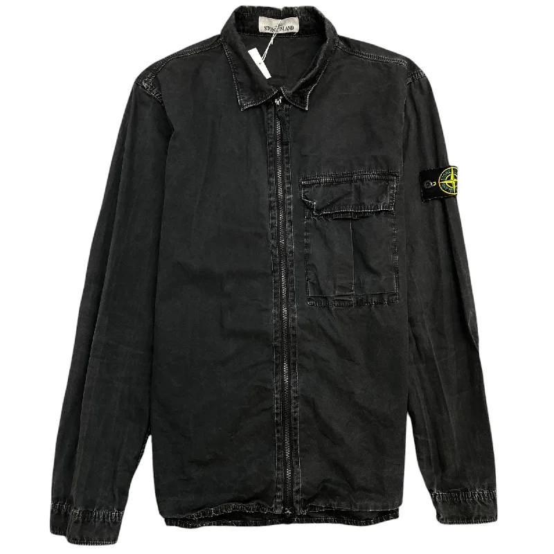 Shop and Save Men's Applique Logo OverShirt Black Size M