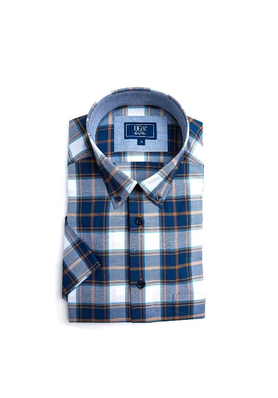 Big Savings Daniel Grahame Ivano Short Sleeve Check Shirt, Navy & Tan Multi
