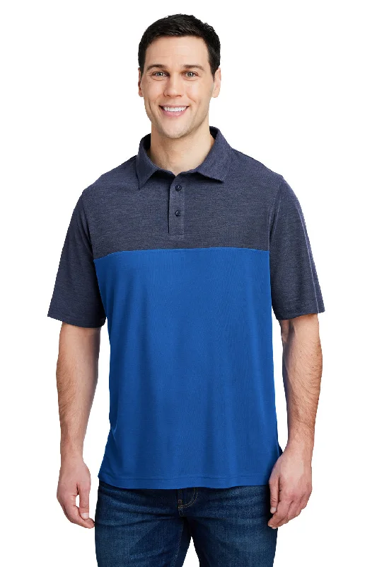New Markdowns Core 365 Mens Fusion ChromaSoft Performance Moisture Wicking Colorblock Short Sleeve Polo Shirt - True Royal Blue/Heather Navy Blue New Markdowns Core 365 Mens Fusion ChromaSoft Performance Moisture Wicking Colorblock Short Sleeve Polo Shirt - True Royal Blue/Heather Navy Blue