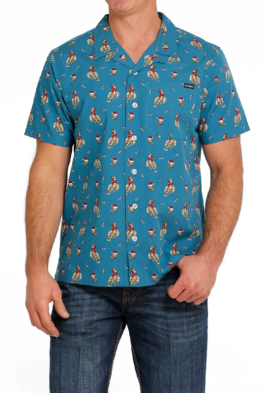 Weekend Deals That Wow CINCH TEAL SANTA BRONC CAMP SHORT SLEEVE SHIRT