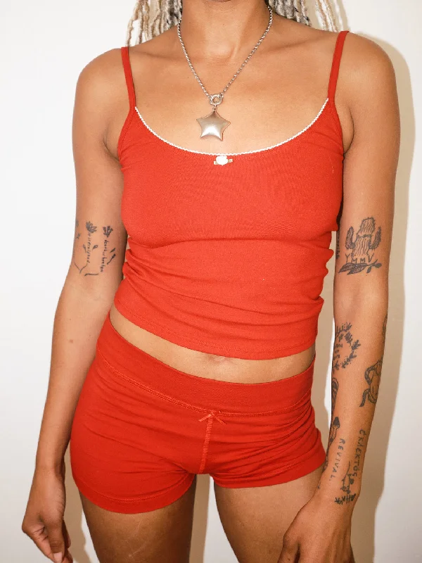Weekend Savings Sensation Scoop Back Cami - Cherry Red