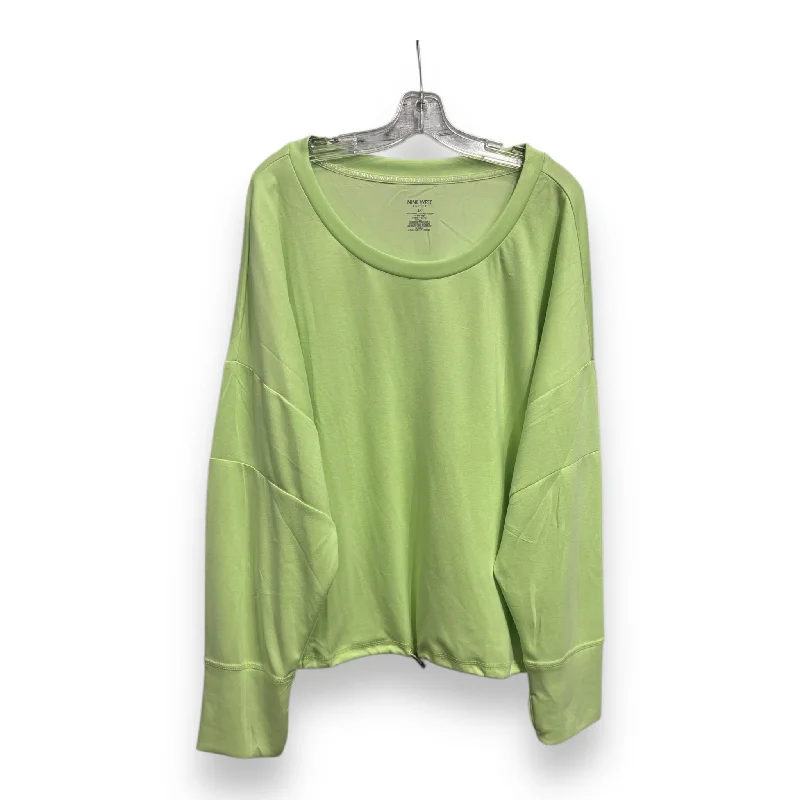 Today's Deal Athletic Top Long Sleeve Collar By Nine West In Green, Size: 3x