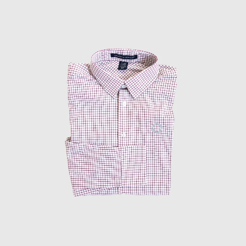Reduced Prices Men's Performance Micro Windowpane Shirt in Burgundy