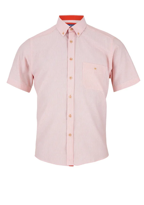 Deep Savings Daniel Grahame Ivano Stripe Short Sleeve Shirt, Orange